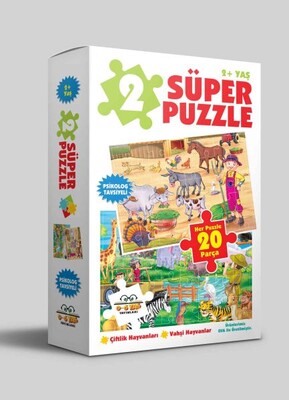 2 Süper Puzzle / Çiftlik Hayvanları - Vahşi Hayvanlar 2+ Yaş - 0-6 Yaş Yayınları