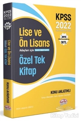 2022 KPSS Lise ve Ön Lisans Adayları İçin Özel Tek Kitap Konu Anlatımlı - Editör Yayınları