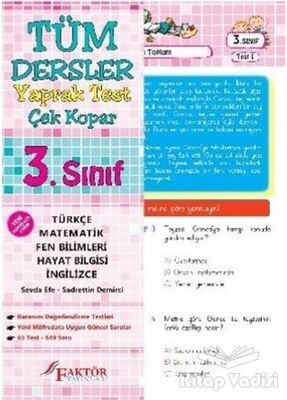 3. Sınıf Tüm Dersler Yaprak Test Çek Kopar - 1