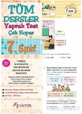 7. Sınıf Tüm Dersler Yaprak Test Çek Kopar - 1