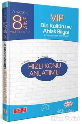 8. Sınıf VIP Din Kültürü ve Ahlak Bilgisi Hızlı Konu Anlatımlı - Editör Yayınları