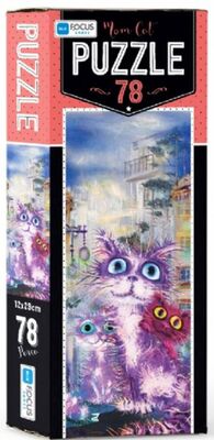 Blue Focus Mom Cat - Puzzle 78 Parça - 1