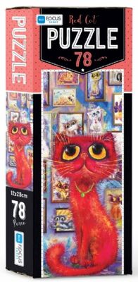 Blue Focus Red Cat - Puzzle 78 Parça - 1