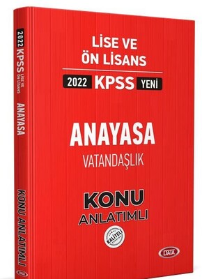 Data 2022 KPSS Lise ve Ön Lisans Anayasa Vatandaşlık Soru Bankası - Data Yayınları