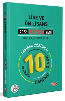 Data 2022 KPSS Lise ve Ön Lisans Tamamı Çözümlü 10 Fasikül Deneme Sınavı - 1