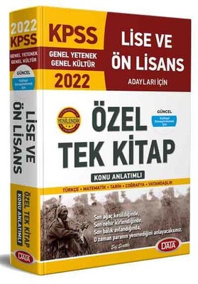 Data KPSS Lise ve Ön Lisans Tek Kitap 2022 - Data Yayınları