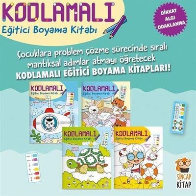 Kodlamalı Eğitici Boyama Kitabı 4-6 Yaş (4 Kitap Takım) - 1