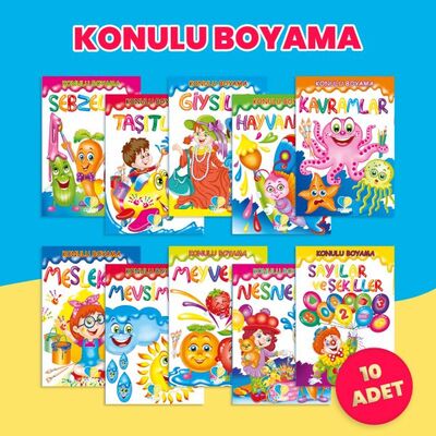 Konulu Boyama Kitapları Seti (10 Kitap) - 1