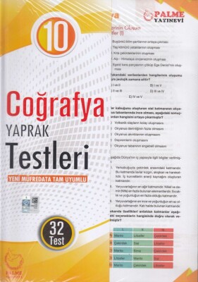 Palme 10.Sınıf Coğrafya Yaprak Test (Yeni) - Palme Yayıncılık