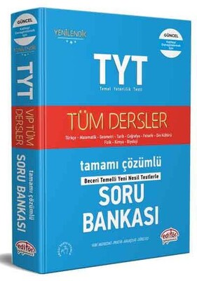 TYT Tüm Dersler Tamamı Çözümlü Soru Bankası - Editör Yayınları